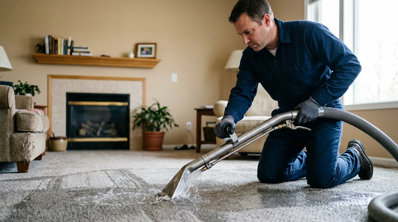 Water damage restoration technician working near Van Buren, ME